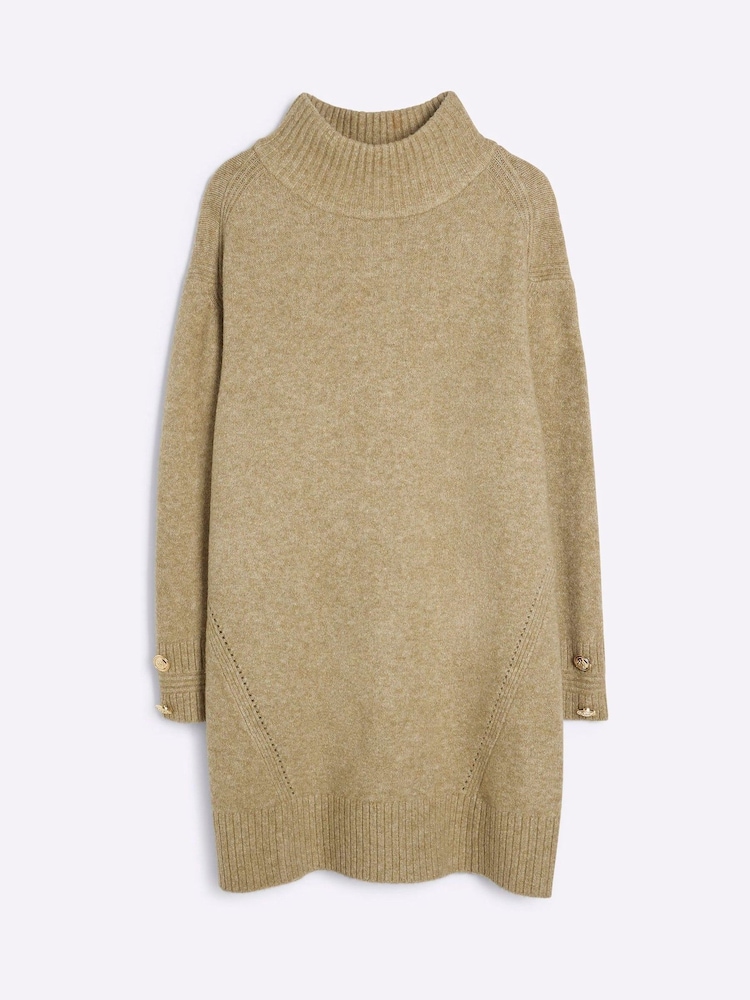 River Island Green High Neck Knitted Jumper Dress - Image 6 of 6