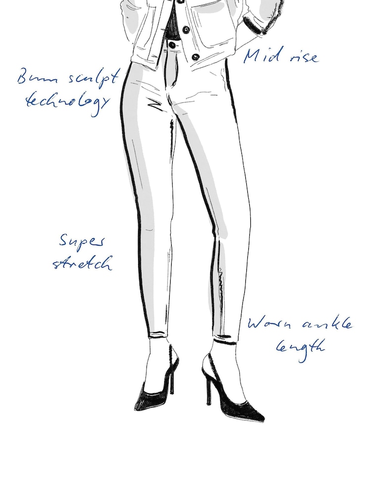 River Island Blue Dark Mid Rise Bum Sculpt Skinny Jeans - Image 5 of 5