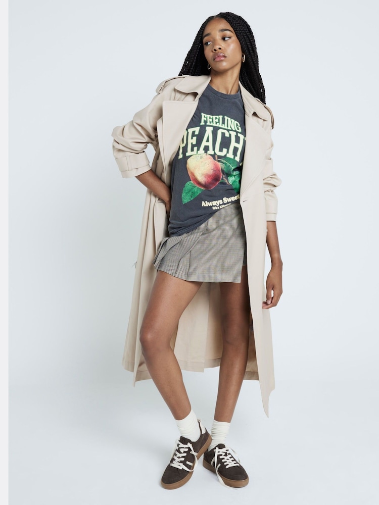 River Island Grey Feeling Peachy Crew 100% Cotton T-Shirt - Image 3 of 3 River Island Grey Feeling Peachy Crew 100% Cotton T-Shirt - Image 3 of 3