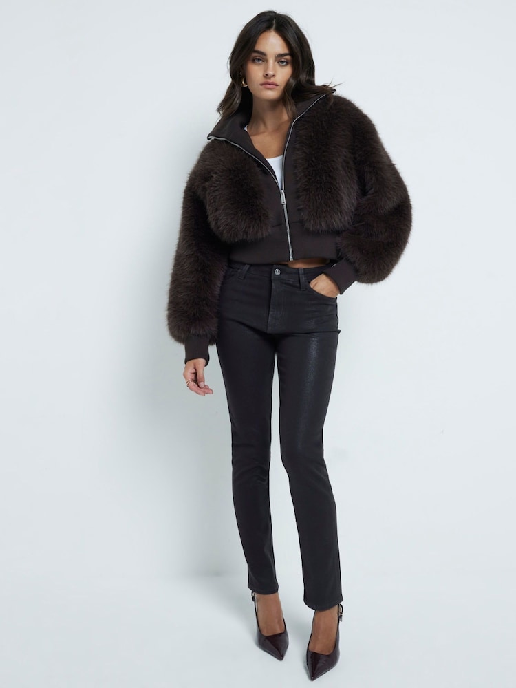 River Island Black Slim High Rise Straight Ankle Grazer Jeans - Image 1 of 5