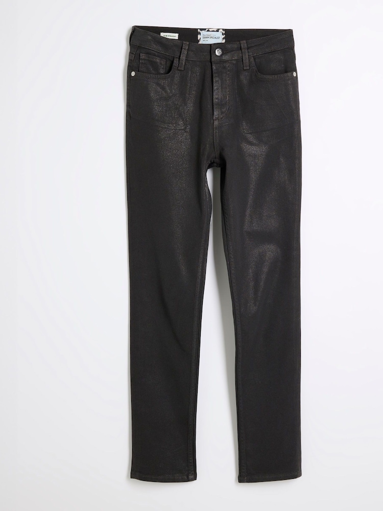 River Island Black Slim High Rise Straight Ankle Grazer Jeans - Image 4 of 5