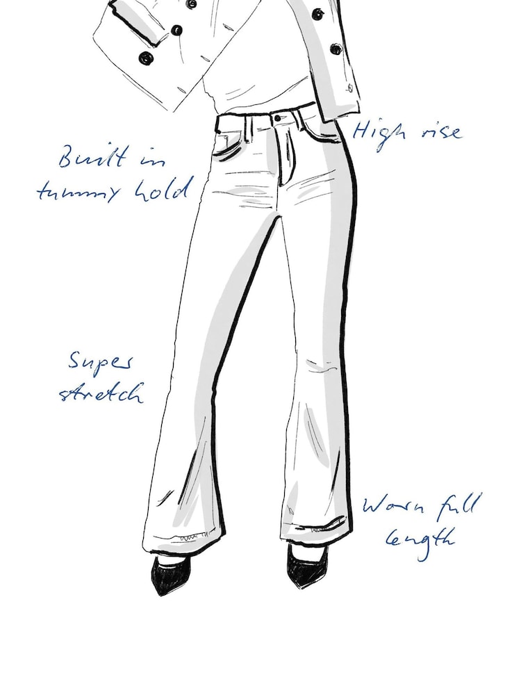 River Island Blue Petite High Rise Tummy Hold Flare Jeans - Image 5 of 5