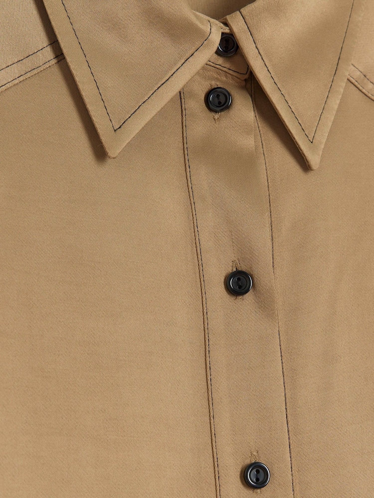 River Island Beige Satin Oversized Shirt - Image 4 of 4