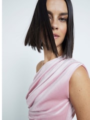 River Island Pink Velvet Off Shoulder Ruched Top - Image 4 of 5