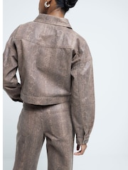 River Island Brown High Rise Relaxed Straight Snake Print 100% Cotton Jeans - Image 2 of 6