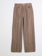 River Island Brown High Rise Relaxed Straight Snake Print 100% Cotton Jeans - Image 5 of 6