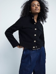River Island Black Funnel Neck Jacket - Image 1 of 6