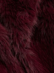 River Island Red Dark Short Plush Faux Fur Jacket - Image 4 of 4