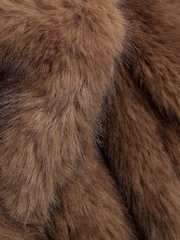River Island Brown Short Plush Faux Fur Jacket - Image 4 of 4