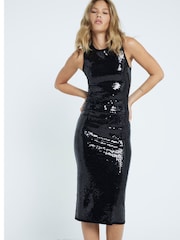 River Island Black Sequin Bodycon Midi Dress - Image 3 of 6