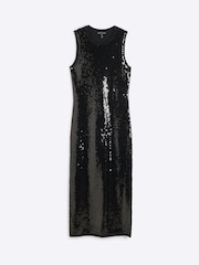 River Island Black Sequin Bodycon Midi Dress - Image 5 of 6