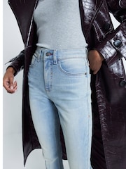River Island Light Blue 2 Petite High Rise Tummy Hold Flare Jeans - Image 3 of 6