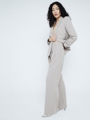 River Island Grey Pleated Wide Leg Tailored Trousers - Image 1 of 5