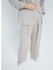 River Island Grey Pleated Wide Leg Tailored Trousers - Image 4 of 5