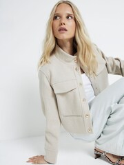 River Island Brown Light Funnel Neck Jacket - Image 3 of 4