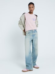 River Island Pink Boyfriend Fit 100% Cotton Italiano Back Print T-Shirt - Image 4 of 6