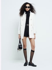 River Island Cream Military Mid Length Coat - Image 1 of 6