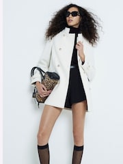 River Island Cream Military Mid Length Coat - Image 4 of 6