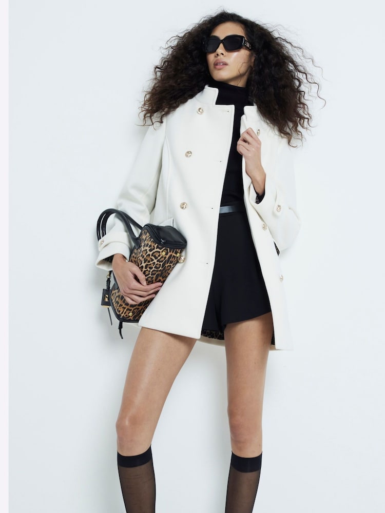 Buy River Island Cream Military Mid Length Coat from Next Luxembourg