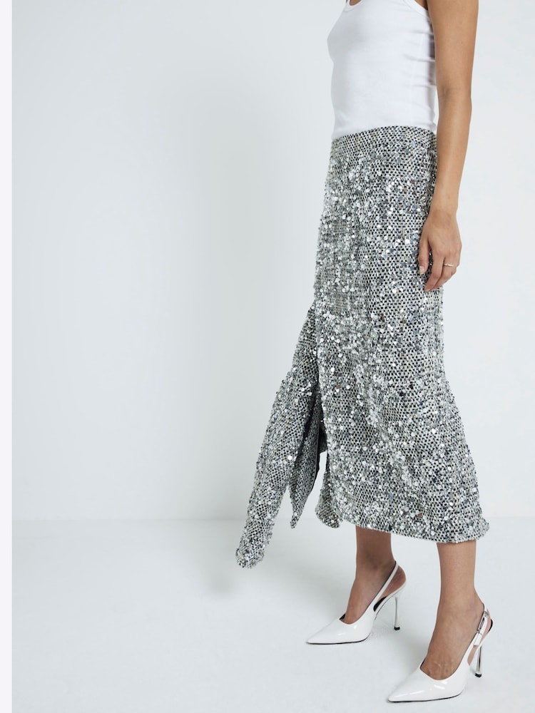 River Island Glitzernder Bleistiftrock aus Boucle - Bild 2 von 4