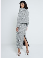 River Island Glitzernder Bleistiftrock aus Boucle - Bild 3 von 4