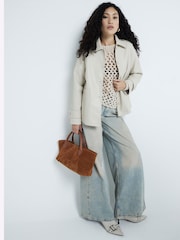 River Island Cream Faux Leather Overshirt - Image 2 of 4