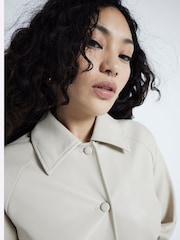 River Island Cream Faux Leather Overshirt - Image 3 of 4