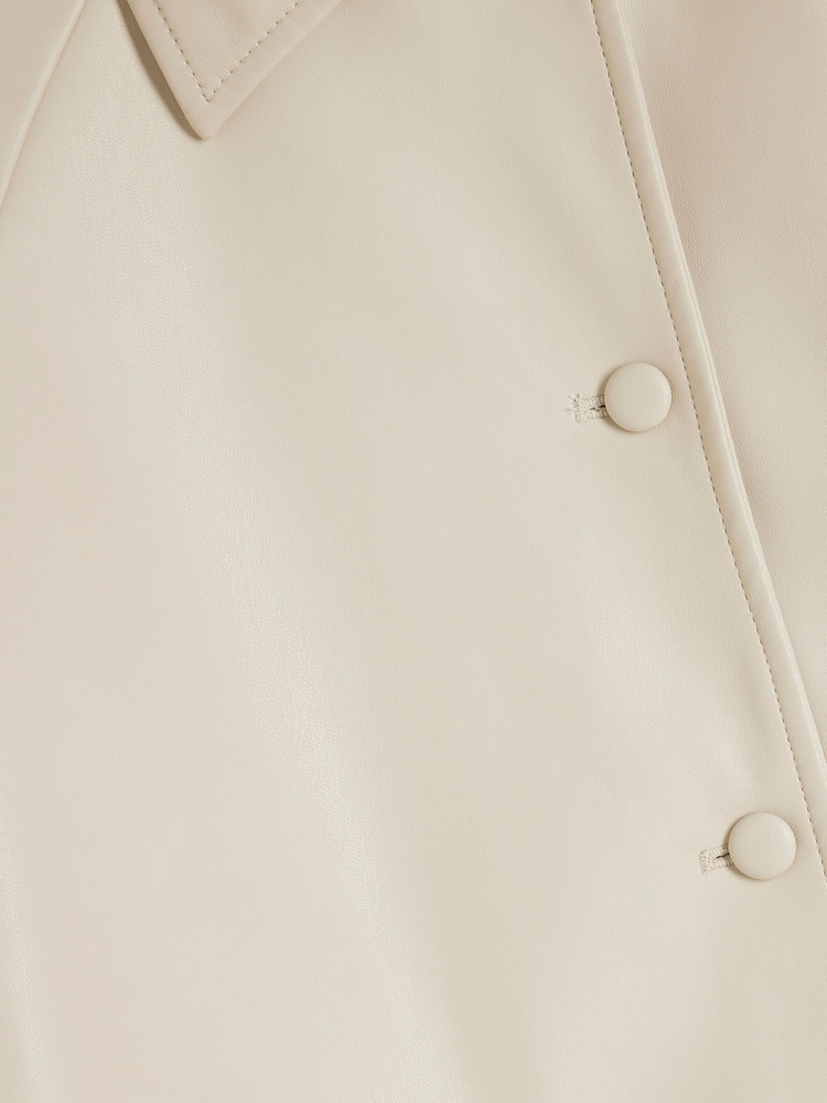 River Island Cream Faux Leather Overshirt - Image 4 of 4