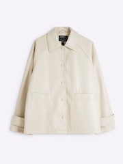 River Island Cream Faux Leather Overshirt - Image 5 of 6