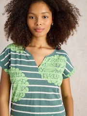 White Stuff Green Nelly Notch Neck T-Shirt - Image 4 of 6