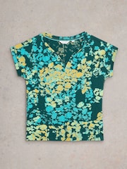White Stuff Green Nelly Notch Neck 100% Organic Cotton T-Shirt - Image 5 of 6