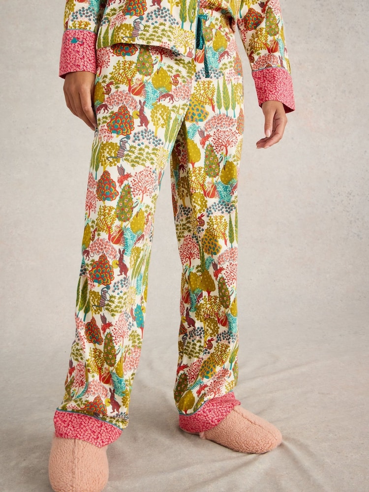 White Stuff Natural Print Nina Organic Pyjamas Bottoms - Image 1 of 6