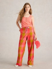 White Stuff Pink Nina Organic Check Pyjama Bottom - Image 1 of 6