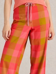 White Stuff Pink Nina Organic Check Pyjama Bottom - Image 4 of 6