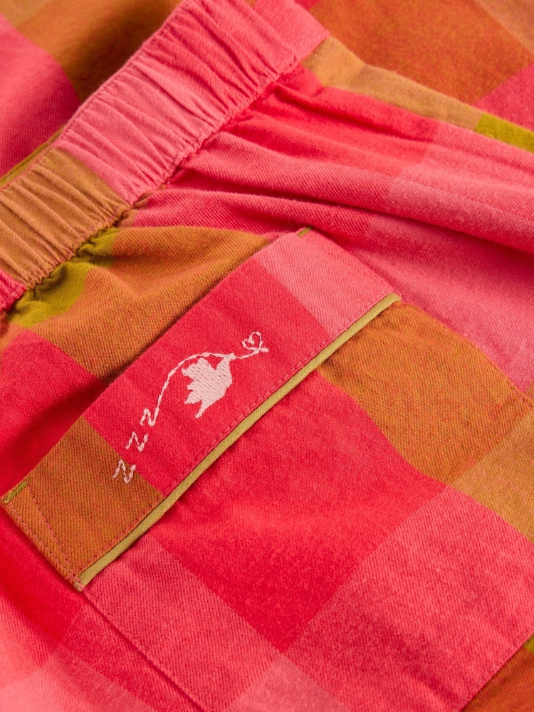 White Stuff Pink Nina Organic Check Pyjama Bottom - Image 6 of 6