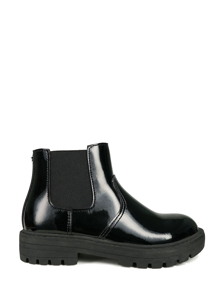 ToeZone Cara Girls Gusset and Zip Unicorn Ankle Black Boots - Image 1 of 6