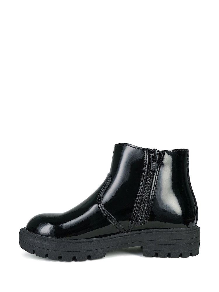 ToeZone Cara Girls Gusset and Zip Unicorn Ankle Black Boots - Image 2 of 6