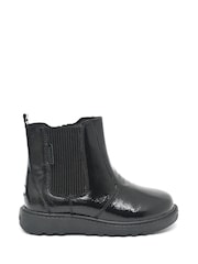 ToeZone Amara Girls Patent Leather Gusset and Zip Black Boots - Image 1 of 6