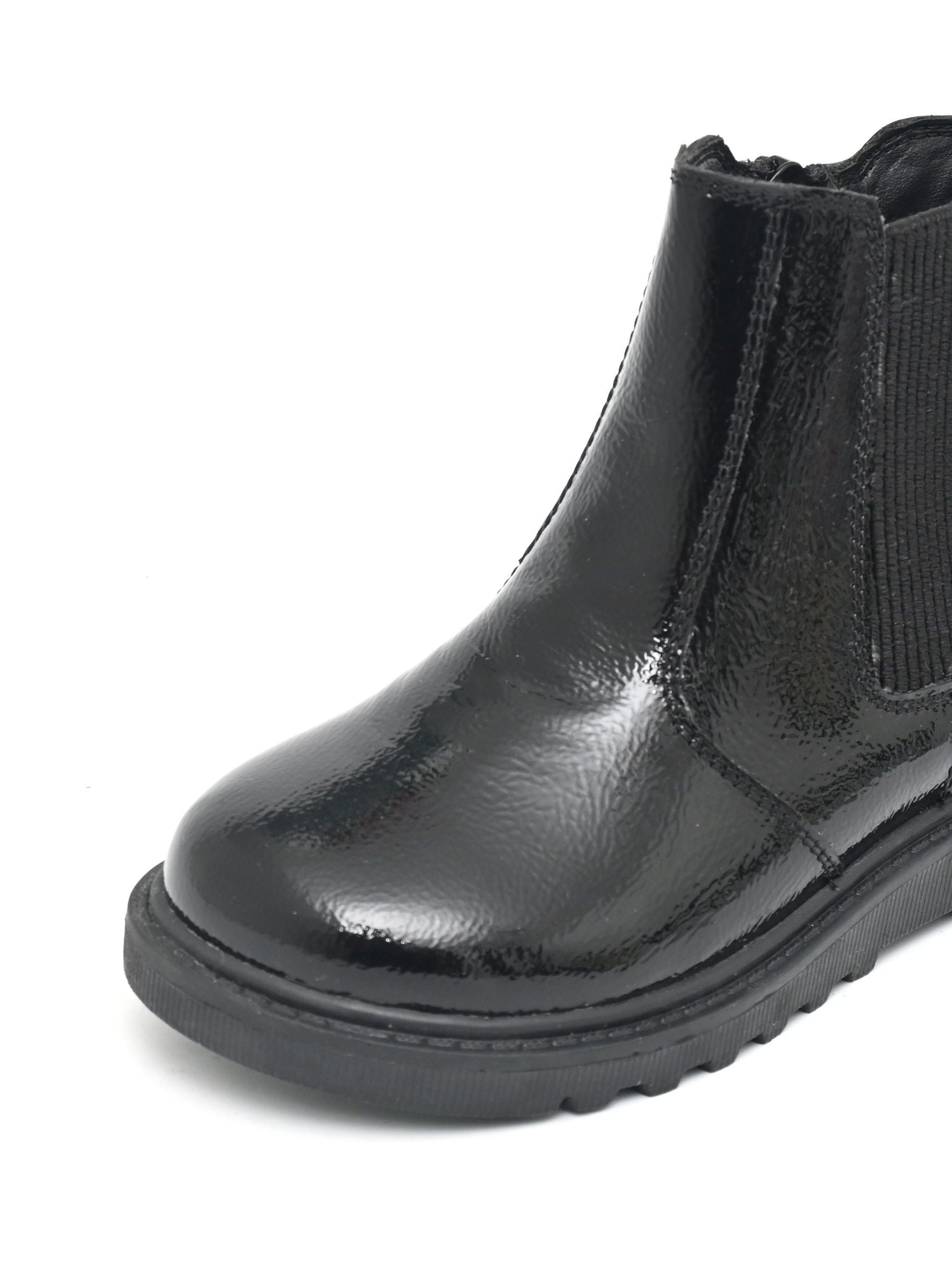 Buy Toezone Black Amara Patent Leather Gusset And Zip Boots from