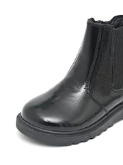 ToeZone Amara Girls Patent Leather Gusset and Zip Black Boots - Image 4 of 6