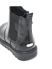 ToeZone Amara Girls Patent Leather Gusset and Zip Black Boots - Image 5 of 6