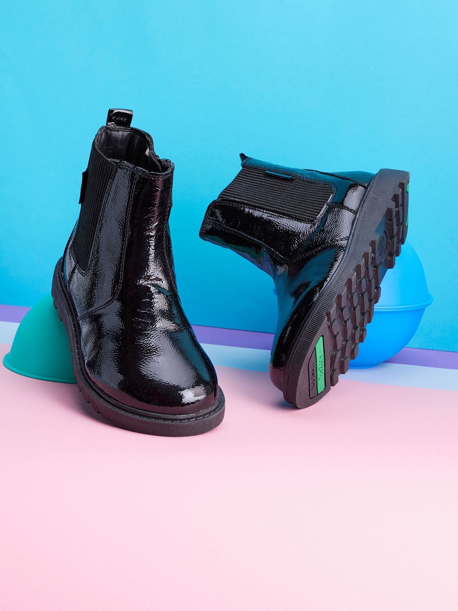Buy Toezone Black Amara Patent Leather Gusset And Zip Boots from