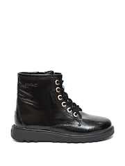 ToeZone Abby Girls Patent Leather Ortholite Ankle Black Boots - Image 1 of 4