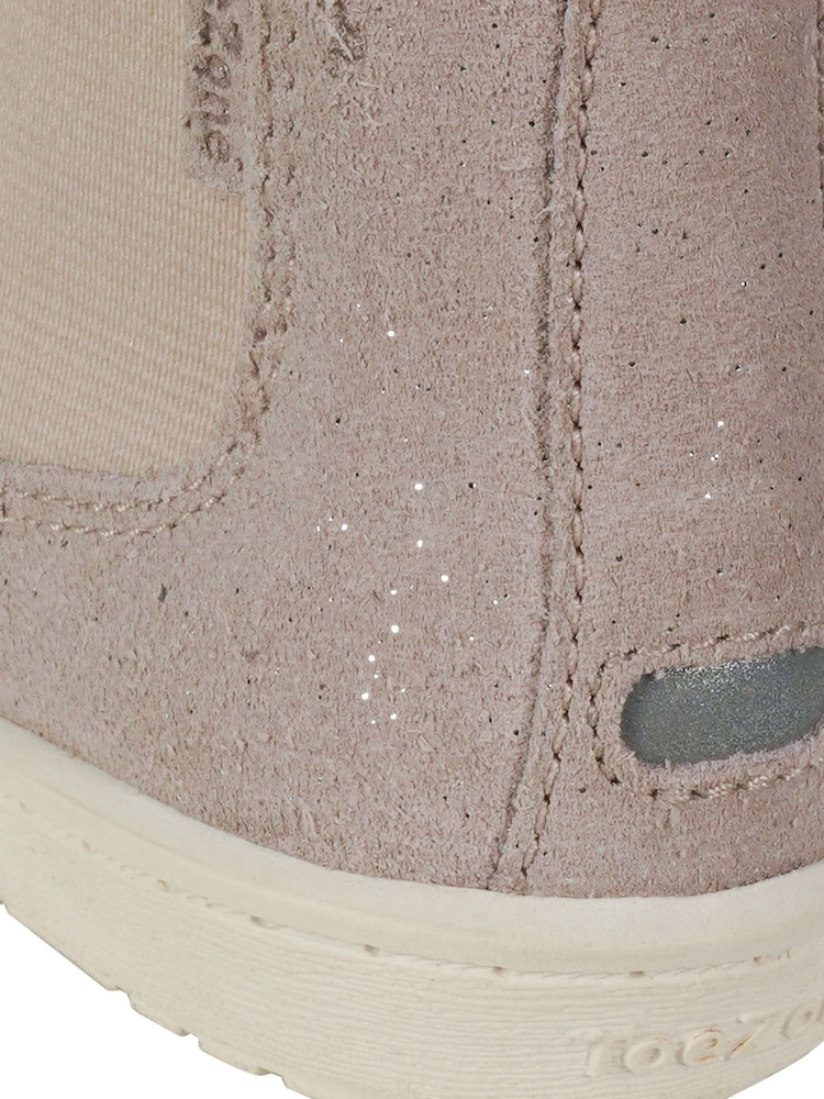 Toezone Layla Girls' Pink Shimmer Suede Rip Tape Boots 3M - Image 3 of 7