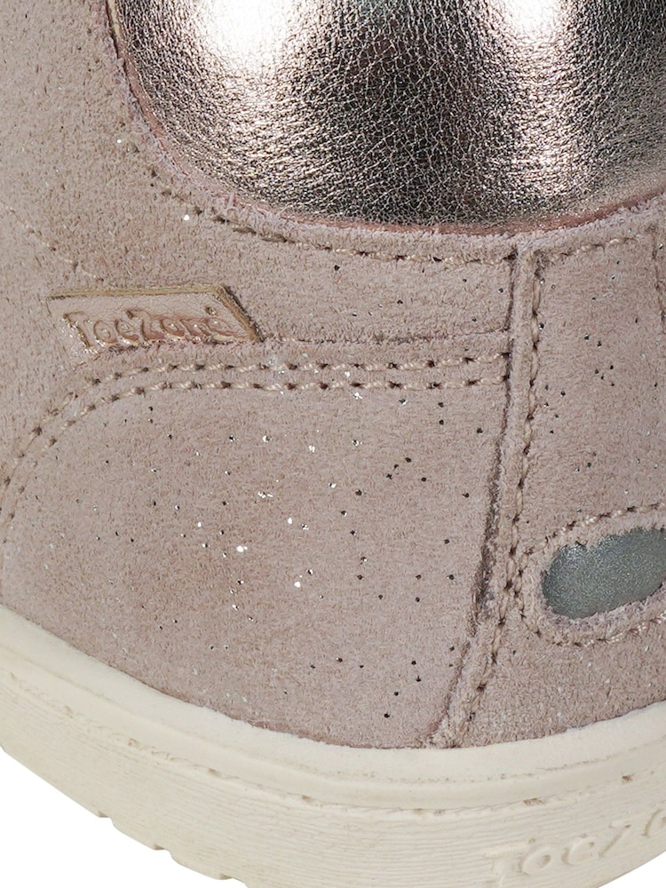 Toezone Layla Girls' Pink Shimmer Suede Rip Tape Boots 3M - Image 6 of 7