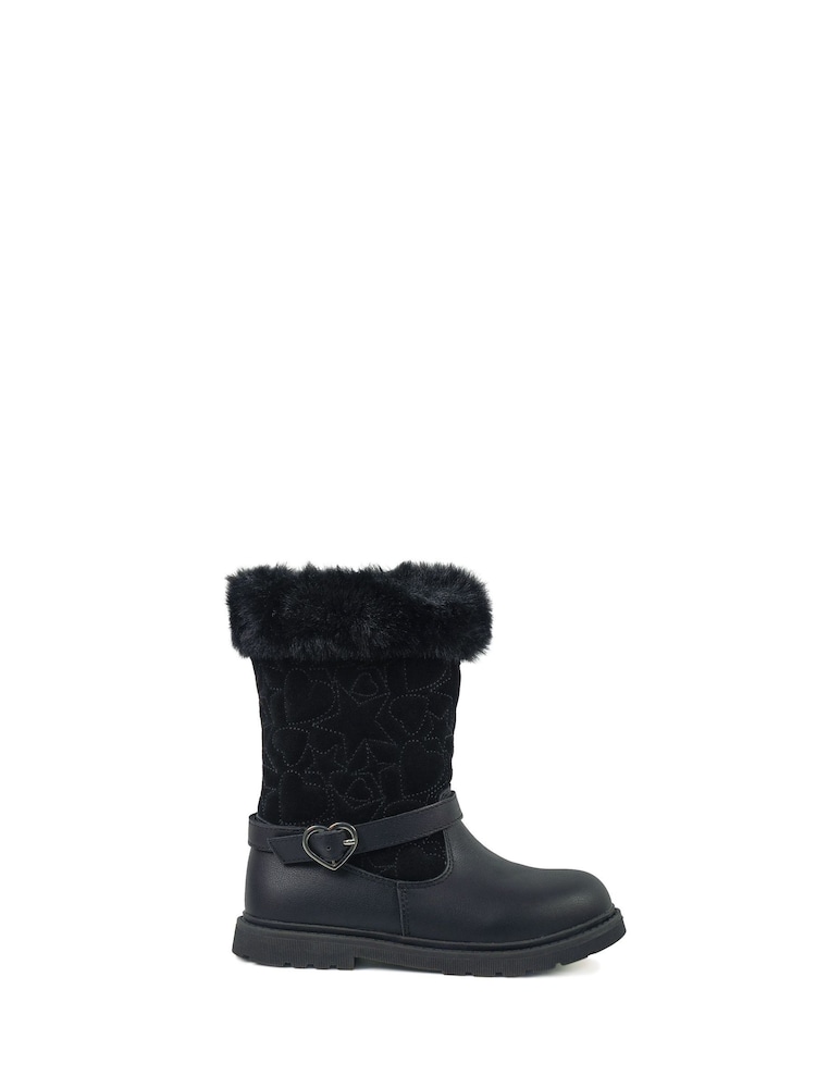 Toezone Lumi Faux Fur Zip Heart Buckle Boots - Image 1 of 6
