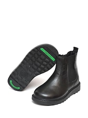 ToeZone Dakota Boys Leather Gusset and Zip Ankle Black Boots - Image 2 of 4
