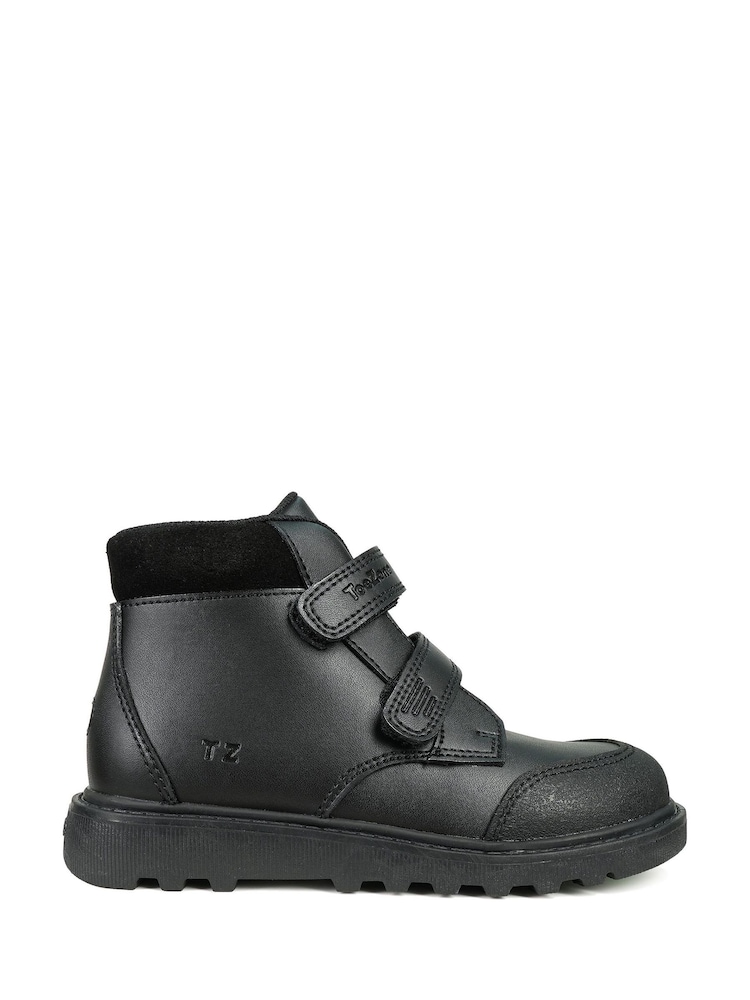 ToeZone Levi Boys Rip Tape Black Ankle Boots with Toe Bumper - Image 1 of 5