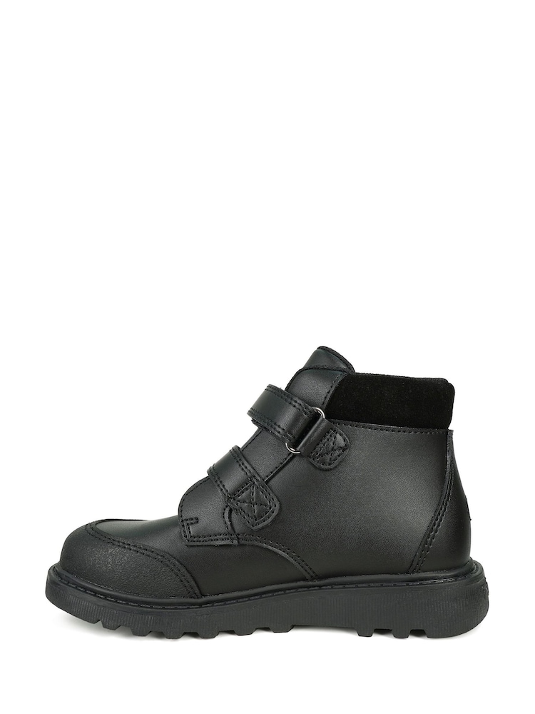 ToeZone Levi Boys Rip Tape Black Ankle Boots with Toe Bumper - Image 2 of 5