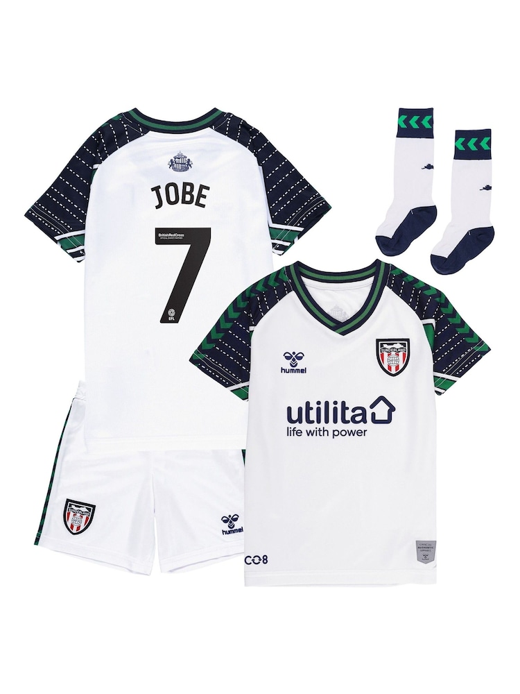 Fanatics Sunderland Away Infant/Baby White Kit 2024-25 Jobe 7 Printing - Image 2 of 3